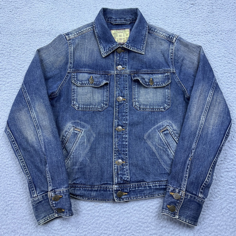 VTG H.D. Lee Denim Jacket Mens M Blue Jean Denim Trucker Hope Back Hit Replica